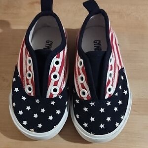 Gymboree Red and White Slip-On Sneakers with Star and Stripe Design